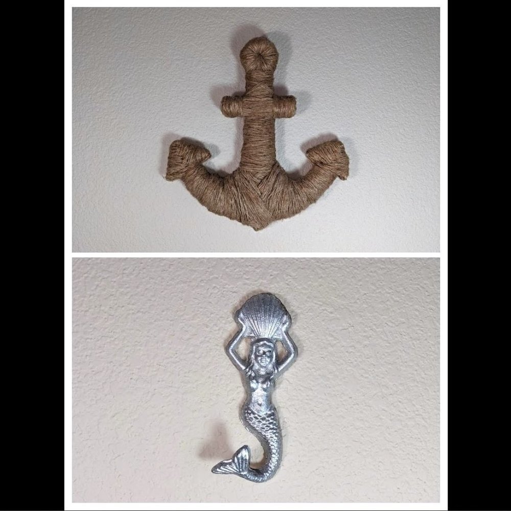 Cast Iron Mermaid & Cast Iron Twine Anchor Décor*
